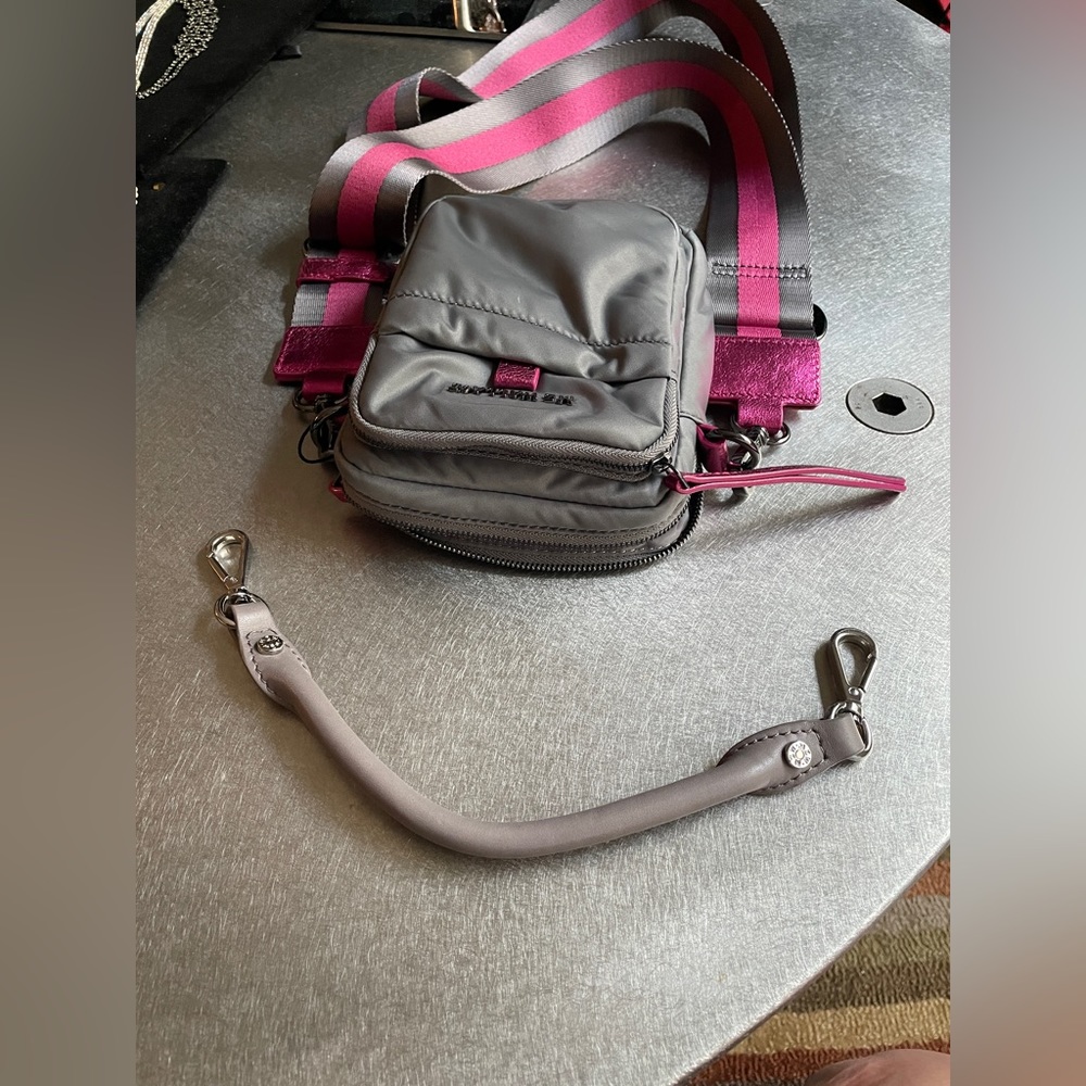 MZW Bowery Crossbody Mini in Ash! Grey & Pink, adjustable removable strap,NWOT. - Picture 10 of 14